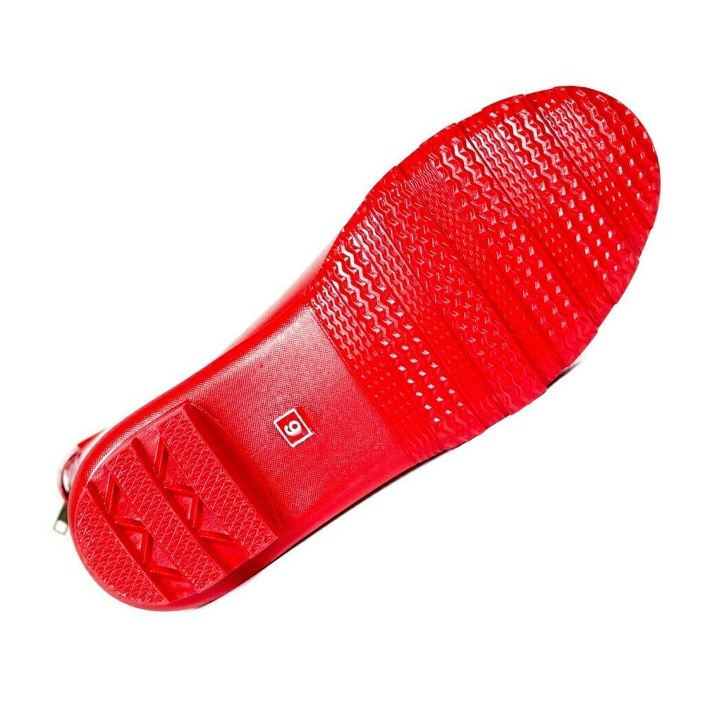 Women Tall Zippered Rain Boots, RB-1412, Red, Size 11 - Picture 4 of 4